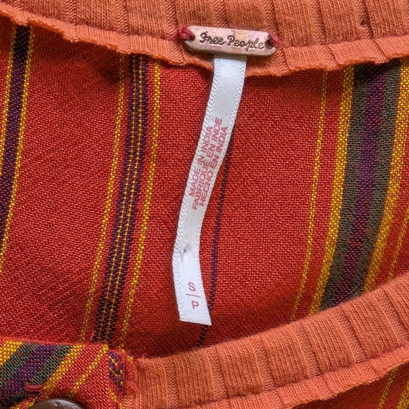 Free People Better Days Short Sleeve Striped Maxi Dress Red Combo Women's Sz S - Picture 7 of 13